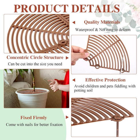 3 Pcs Plant Pot Cover Plant Protector from Animal Plant Pot Grid with Center Cutout Flower Cover Soil Protectors for Plants(Coffee, 11.8 In)...