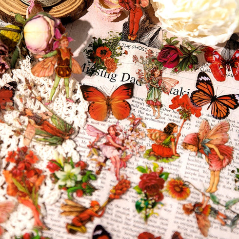 Aesthetic Fairy Journaling Scrapbook Stickers, 40pcs Waterproof Transparent PET Junk Journal Decals, Scrapbooking Supplies Kit for Laptop, Phone C...