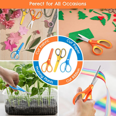 6 Inch Left/Right Handed Kids Scissors, Safety Blunt Tip Toddler Scissors Stainless Steel Blade Scissors with Cover for Children Teacher School Cr...