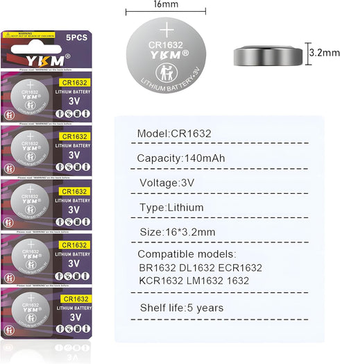 CR1632 Battery ECR1632 DL1632 CR 1632 3V Lithium Battery for Car Key Fob Watch Keyless Remote Scale Thermometer Ring Sensor 10 Pack...