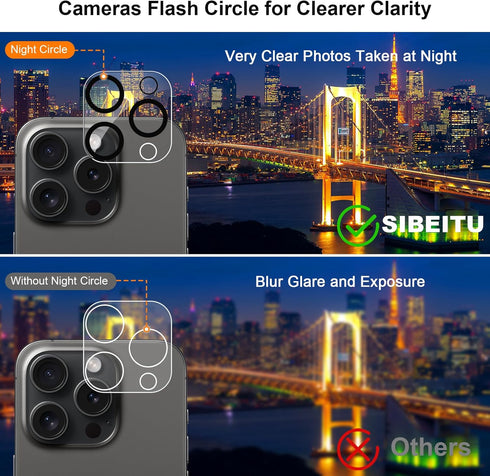 SIBEITU 3 Pack Screen Protector for iPhone 13 with 3 Pack Camera Lens Tempered Glass Protector, 6.1 Inch HD Clear Tempered Glass Film 9H Hardness ...