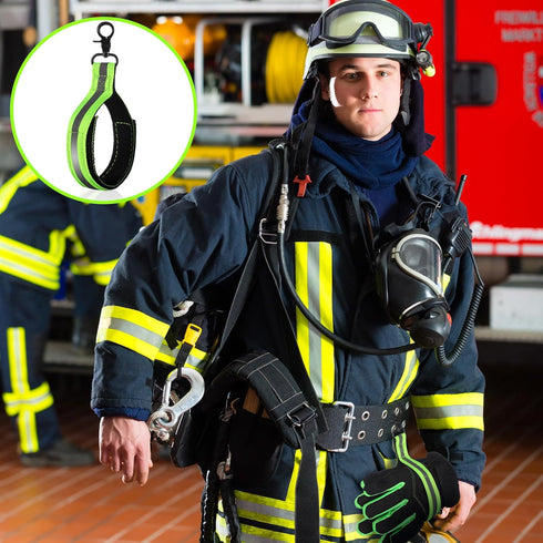 6 Pcs Firefighter Glove Strap Heavy Duty Gear Glove Safety Holder Straps with Green Reflective Trim Firefighting Gear Accessories for Work Glove F...