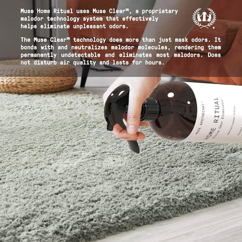 Muse Apothecary Home Ritual Active Odor Eliminator Spray - Odor Eliminator for Home - Furniture Deodorizer Spray & Bathroom Odor Eliminator - Esse...