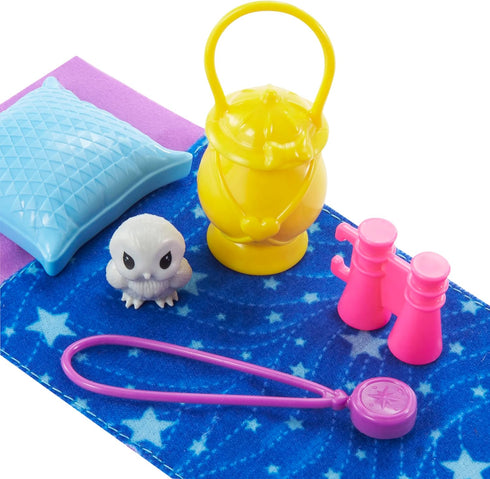 Barbie Doll & Accessories, It Takes Two Camping Playset with Owl, Sleeping Bag & Accessories, Blonde Chelsea Small Doll...