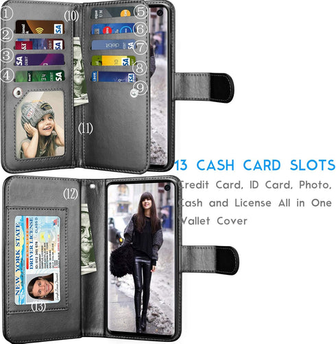Tekcoo for Galaxy S10 Case, Samsung S10 Wallet Case / S10 PU Leather Case, Luxury Cash Credit Card Slots Holder Carrying Folio Flip Cover [Detacha...