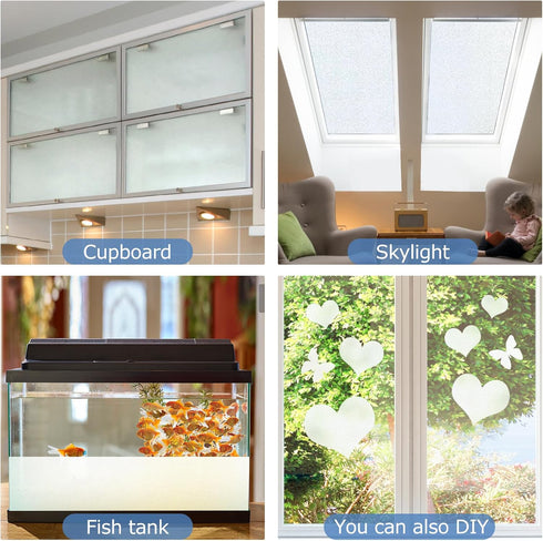 HIDBEA Frosted Window Privacy Film - Non Adhesive Static Cling Glass Stickers Sun UV Blocking Heat Control Door Covering Decals for Home Office, 2...