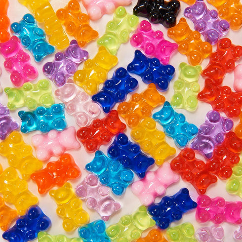 Stiesy 200 Pieces Translucent Candy Gummy Bear Resin Slime Charms Bear Flatback NO Hole Beads for for Nail Art DIY Hair Clip Jewelry Making Mixed ...
