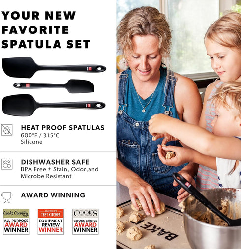 DI ORO Silicone Spatula Set - Rubber Kitchen Spatulas for Baking, Cooking, & Mixing - 600°F Heat-Resistant & BPA Free Silicone Scraper Spatulas fo...