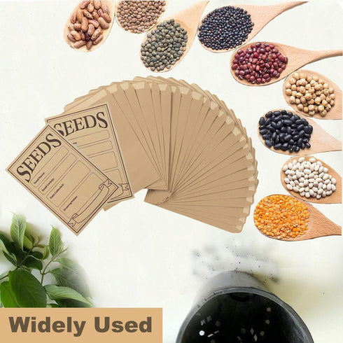150 Pcs Kraft Seed Envelopes, Resealable Seed Packets Envelops Small Self Sealing Seed Saving Envelopes bulk for Collection of Vegetable Flower Se...