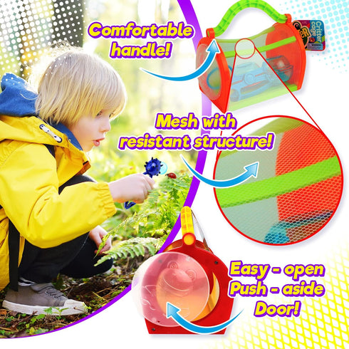 JA-RU Critter Cage Bug Catcher for Kids Habitat Kit (1 Set) Great Garden Outdoor Explorer Bug Toy Box with Tools I Insects Catcher with Tool Set K...