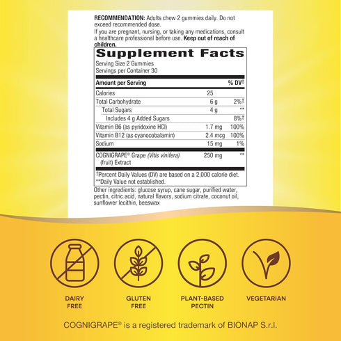 Nature's Way Brain Fuel, Supports Memory and Concentration*, Clinically Studied Cognigrape®, 60 Gummies, Grape Flavored...