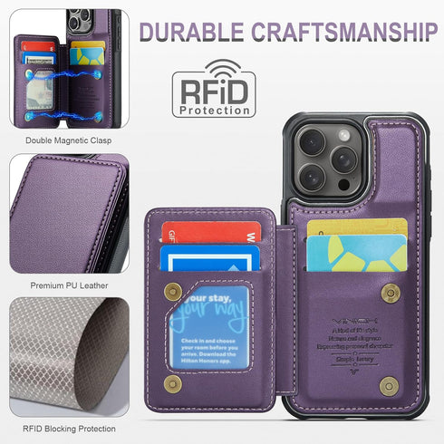 for iPhone 15 Pro Max Wallet Case with Card Holder, Case for iPhone 15 Pro Max with RFID Blocking for Women Men, Durable Kickstand Shockproof Phon...
