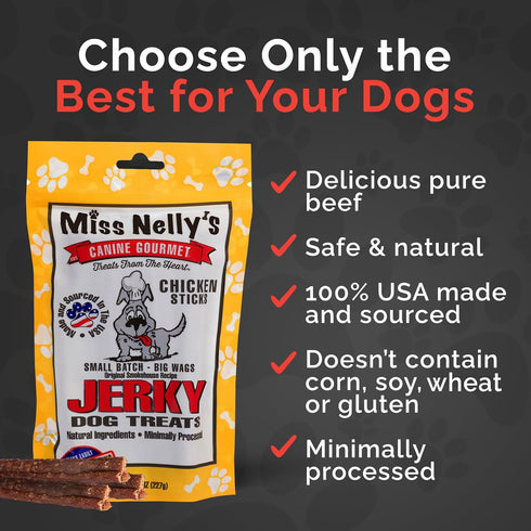 Miss Nelly's - Chicken Jerky Dog Treats - Soft Sticks - USA Made and Sourced - Original Smoke House Recipe - Small Batch Chicken Jerky for Dogs - ...