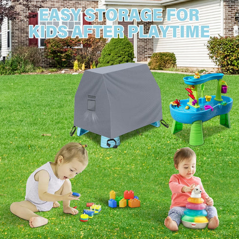 SIRUITON Kids Water Table Cover Fit Step2 Rain Showers Splash Pond Water Table,Waterproof Dust Proof Anti-UV Outdoor Toys Cover-Cover only-Grey...