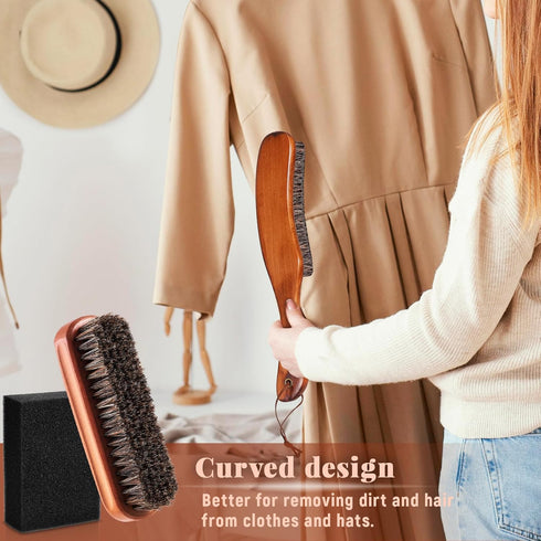 4 Pcs Horsehair Felt Hat Brush Kit with Cleaning Sponge Cowboy Clean Hat Wood Fedora Hat Cleaning Set Baseball Cap Lint Brush Remove Dust for Hair...