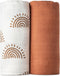 2 Pack Muslin Swaddle Blankets (Terracotta), 100% Organic Cotton, Large 47 x 43, Newborn Recieving Blanket,Gender Nuetral Color Patterns, Burping ...