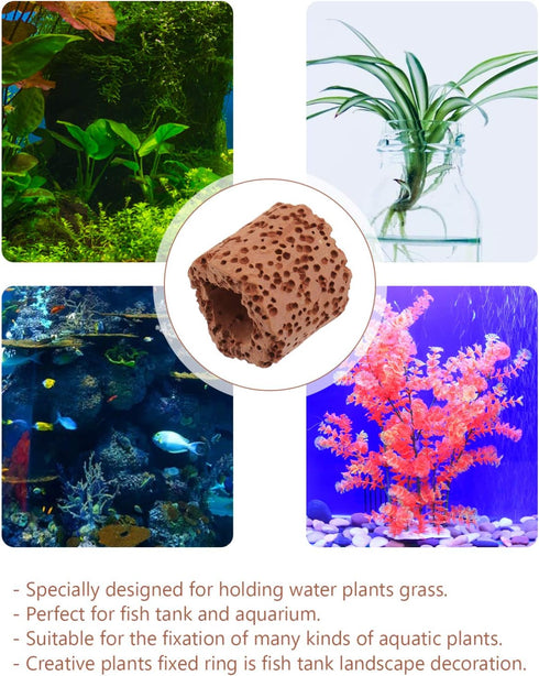 POPETPOP Shrimp Tank Accessories 10Pcs Aquatic Water Plant Fixed Rings Pottery, Fish Tank Plant Holder Rings, Gravity Ring Decor Holder for Fish T...