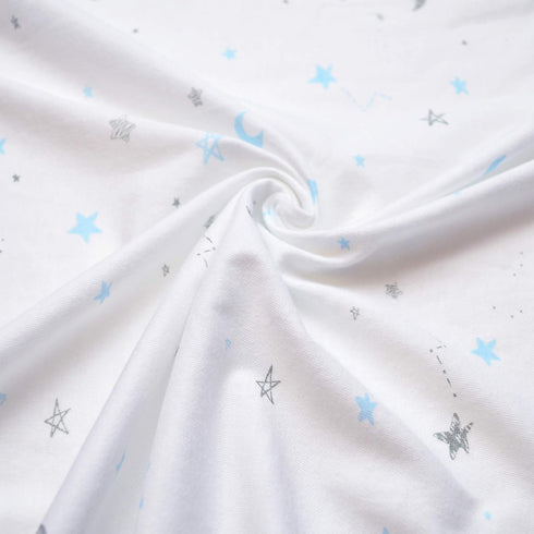 TL Care Fitted Crib Sheet 28" x 52", Soft Breathable Neutral 100% Cotton Jersey Sheet, Blue Stars and Moon, for Boys and Girls, Fits Crib and Todd...