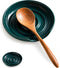 Spoon Rest, Porcelain Spoon Holer with Drip Tray, for Multiple Utensils, Heat-Resistant, Ceramic Spoon Rest for Spoons, Ladles, Tongs, Dark Green...