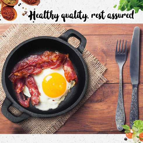 Cast Iron Skillet 5 x 5 x 1.2'' Mini Cast Iron Round Pans Small Cast Iron Ramekin Black Casserole Dish Cast Iron Cookware Oven Safe Mini Skillets ...