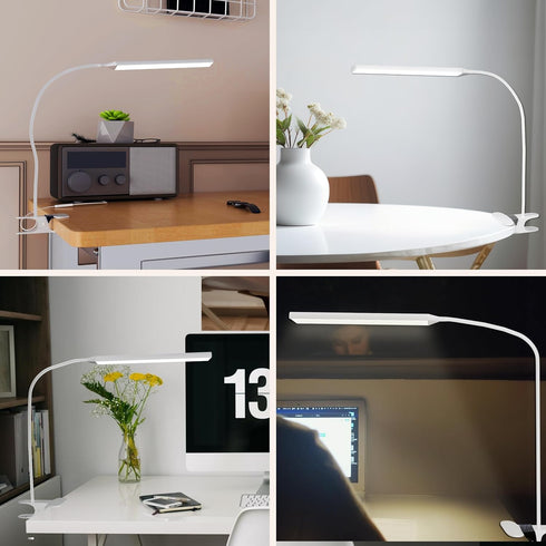 ORALUCE Clip on LED Desk Lamp Reading Light, 3 Modes 10 Brightness Dimmable Clip on Desk Light, Flexible Gooseneck Swing Arm Desk Lamp with Clamp ...
