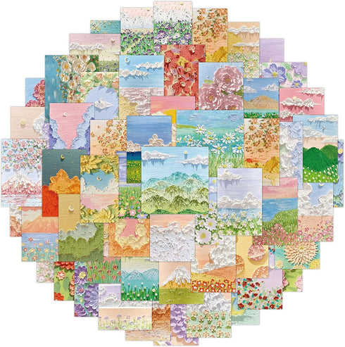 HYHY Waterproof Water Bottle Stickers, 50 Pcs Nature Landscape Painting Aesthetic Stickers, Laptop Computer Luggage Phone Case Scrapbook Sticker P...
