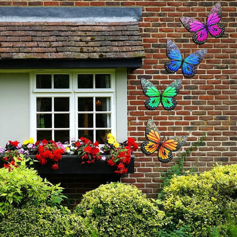 Metal Butterfly Wall Decor 9.8" Outdoor Fence Wall Art Decor Hanging for Garden Yard Living Room Bedroom Patio Balcony Gift for Family Friends...