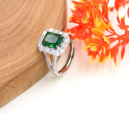 Uloveido Women's Temperament Emerald Cut Cubic Zirconia Ring Open Adjustable Inlaid Rectangular CZ Diamond Rings...