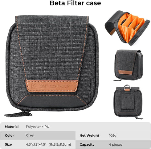 K&F Concept 4 in 1 Basic Model Lens Filter Pouch Up to 95mm solar filter Pouch Case Camera Lens Filter Storage Wallet for ND UV CPL Filter Waterpr...