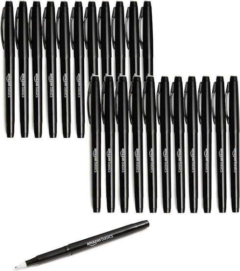 Amazon Basics Felt Tip Marker Pens - Medium Point, Black, 24-Pack...