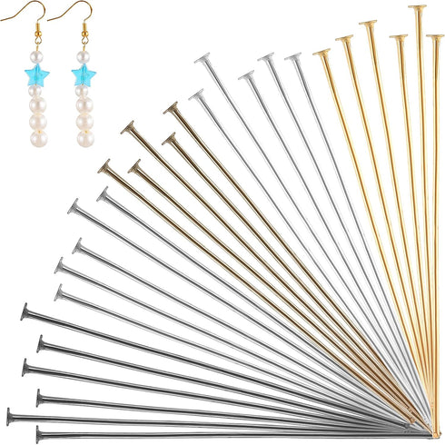 500pcs Flat Head Pins, 2 Inch Metal Eye Pins for Jewelry Making 0.7mm Beading Pin Long Straight Head Pins for DIY Craft Earring Bracelet Necklace ...