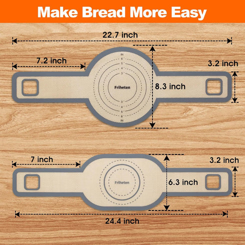 Sourdough Silicone Bread Sling -Oval and Round Non-Stick & Easy Clean Silicone Bread Mat for Dutch Oven. Reusable With Extra Long Handles Silicone...
