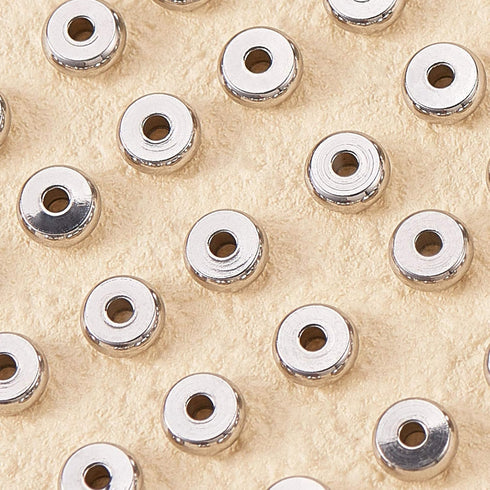 LiQunSweet 100 Pcs 304 Stainless Steel Flat Round Bead Spacers Metal Loose Disc Beads for DIY Bracelet Jewelry Making - 5x2mm...