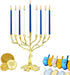 The Dreidel Company Deluxe Tapered Hanukkah Menorah Candles for All 8 Nights of Chanukah (Blue/White)...
