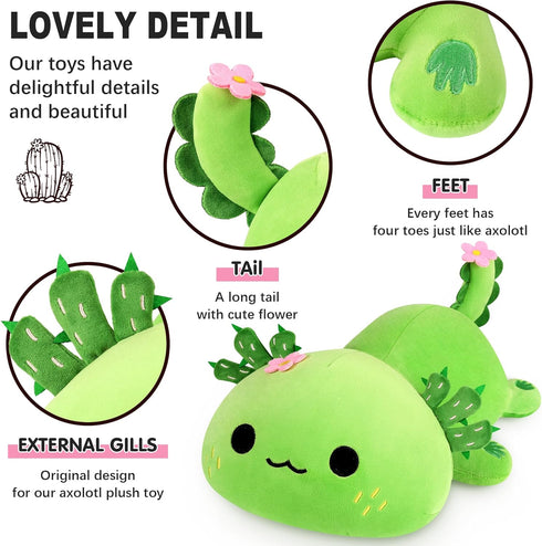 Onsoyours Cute Axolotl Plush, Soft Stuffed Animal Salamander Plush Pillow, Kawaii Plushie Toy for Kids (Axolotl Cactus, 13")...
