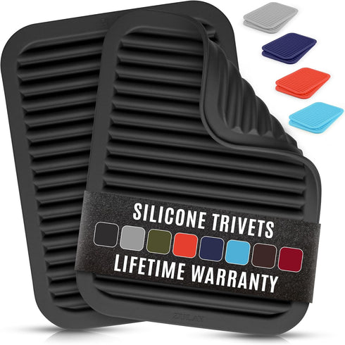 Zulay 2 Pack (9"x12") Silicone Trivets for Hot Pots and Pans - Multi-Purpose & Versatile Trivet Mat - Heat Resistant Silicone Trivet - Durable & F...