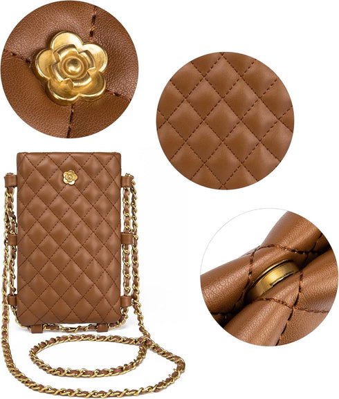 Montana West Small Quilted Cell Phone Purse for Women Soft Chain Crossbody Cellphone Wallet Bag...