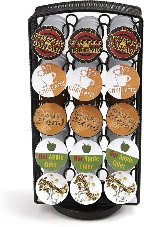 Mind Reader Single Serve Coffee Pod Carousel, 30 Pod Capacity, Breakroom, Metal Mesh, 6.75"L x 6.25"W x 12.5"H, Silver...