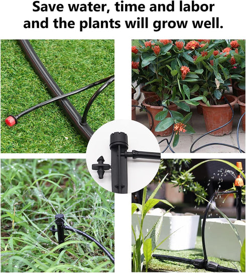 50FT 1/4" Blank Distribution Tubing Drip Irrigation Tubing Drip Irrigation Hose, Garden Watering Tube Line with 15PCS Drip Irrigation Barbed Conne...