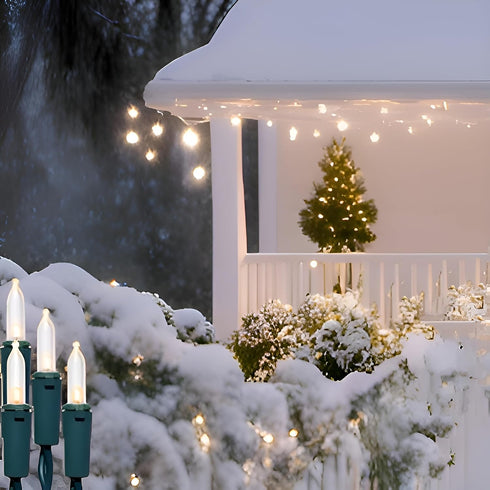 100 LED Warm White Green Wire String Lights, UL Certified and Commercial Decorative Lights String, for Indoor Outdoor Christmas trees, Patio, Tree...