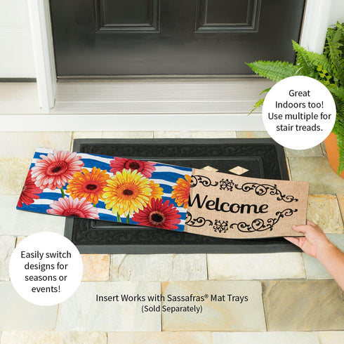 Evergreen Sassafras Spring Gerbera Bouquet Interchangeable Entrance Doormat | Indoor and Outdoor | 22-inches x 10-inches | Non-Slip Backing | All-...