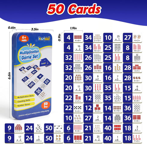 Multiplication Dominoes Set,Math Manipulatives Games for Kids,Counting Toy,Learning Games,Preschool Learning Activities,Homeschool Supplies,Kinder...
