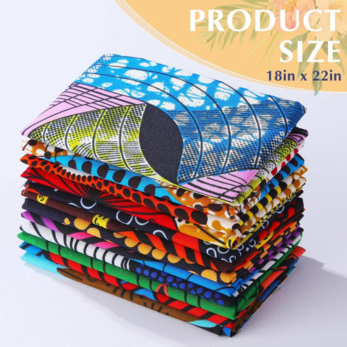 12 Pieces African Fabric Fat Quarters African Ankara Wax Print Fabric, Ankara Print Fabric for Sewing, Face Covering Make, Craft Projects and Patc...