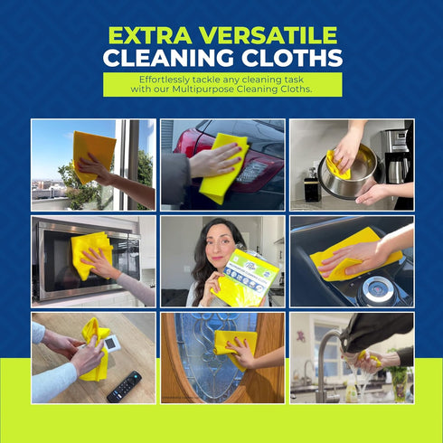 Reusable Cleaning Cloths 10-Pack Of 16X15 IN Extra Large Cleaning Rags - Super Absorbent Durable and Washable Car Rags used for All Purpose of Cle...