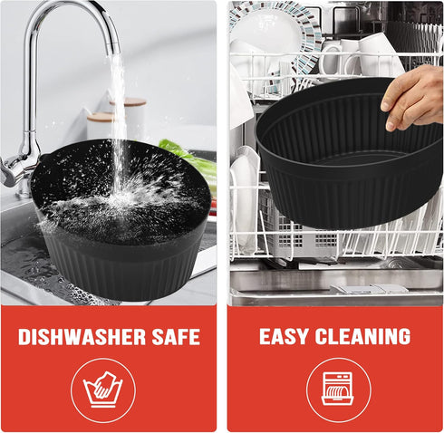 Slow Cooker Divider Silicone Liners, 7 Qt & Slow Cookers Compatible, Cook Two Dishes At Once - Easy Cleanup Dishwasher, Bpa Free 7 Quart Liners Bl...