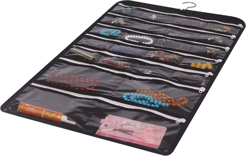 DIOMMELL Hanging Jewelry Organizer 47 Pockets with Zipper for Earrings Necklace Bracelet Ring Accessory Display Storage Bag Travel Holder Box...