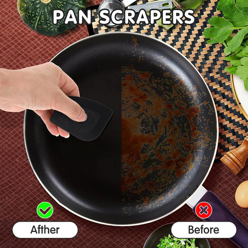 3Pcs Pan Scraper Dish Scraper Plastic Pot Scraper Kitchen Scraper Cast Iron Skillet Pan Scraper Tool for Cleaning...