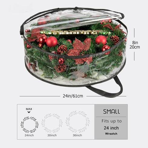 CINPIUK Clear Wreath Storage Bag 24 Inch Christmas Wreath Storage Container, Heavy Duty Wreath Protector with Handle for Holiday Seasonal Wreath G...