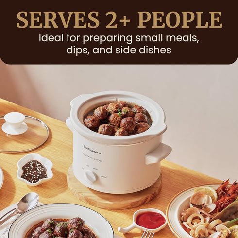 Elite Gourmet MST-250XW Electric Slow Cooker Ceramic Pot Adjustable Temp, Entrees, Sauces, Stews & Dips, Dishwasher Safe Glass Lid & Crock...
