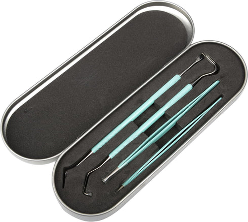 MUZOCT 4Pcs Vinyl Weeding Tool Kits, Stainless Steel Weeder,Hook,Pick,Tweezers Crafting Set Packed with Case...